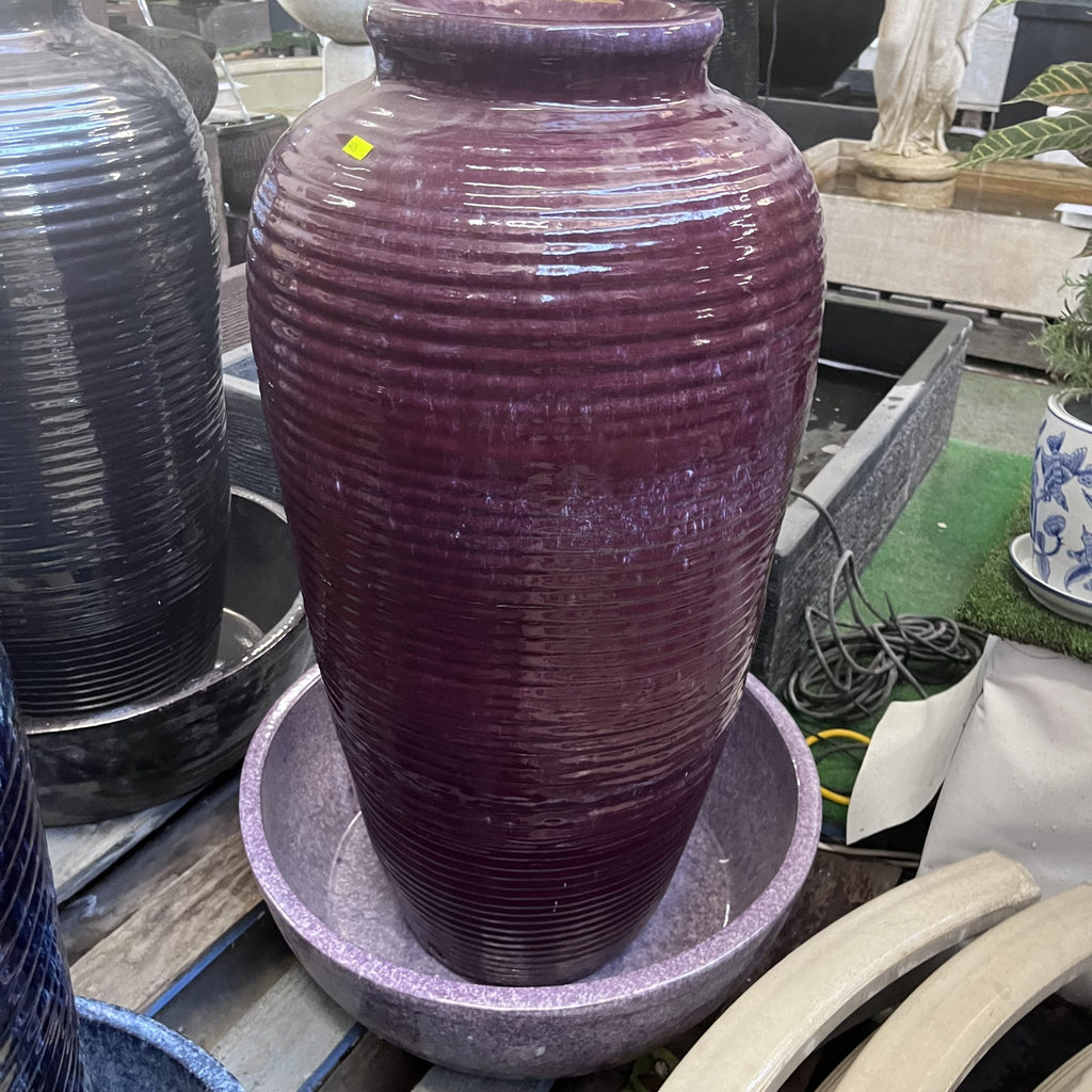 Acosta Ribbed Urn-Style Glazed Fountain