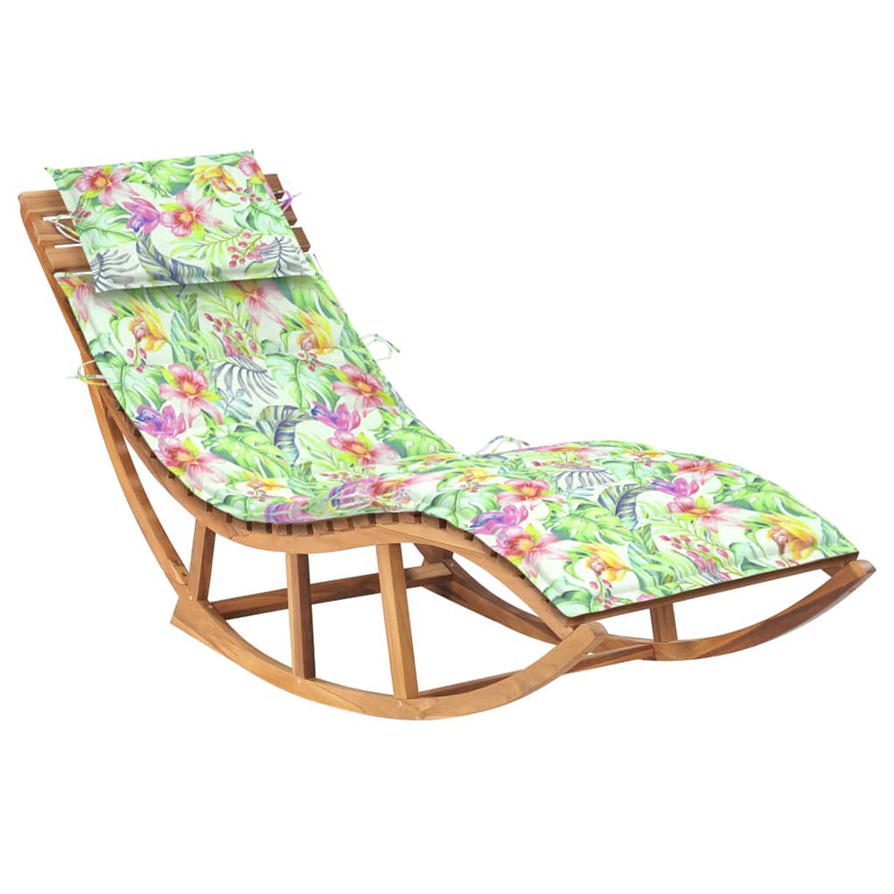 Eladio Solid Teak Rocking Sun Lounger w/Cushion - 12 Colours