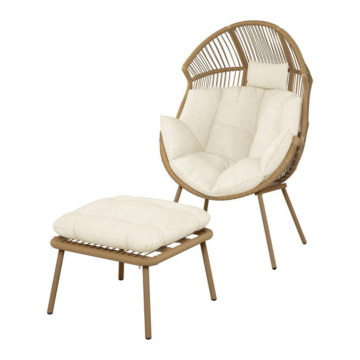 Liliana PE Rattan Outdoor Egg Chair w/ Stool