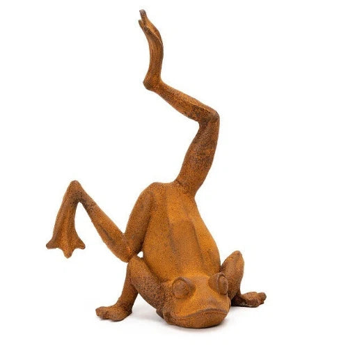 Kos Garden Balancing Frog Sculpture - Cast Iron 29cms