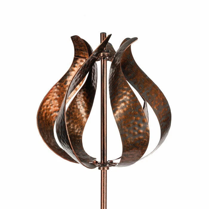 Garden 67.5cm Metal Wind Spinner Lotus Outdoor Ornament Patio Decor Bronze