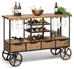 Molise Industrial Style Wooden Bar Cart w/Wine Bottle Rack