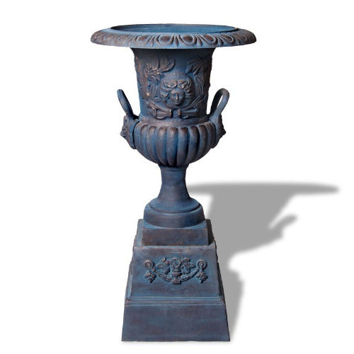 Fabiola 110cm cast iron garden urn and base with large handles