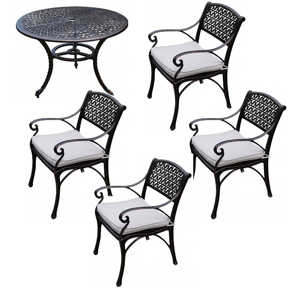 Sorvino 5 Piece Dining Set - Cast Aluminium w/Antique Bronze Finish