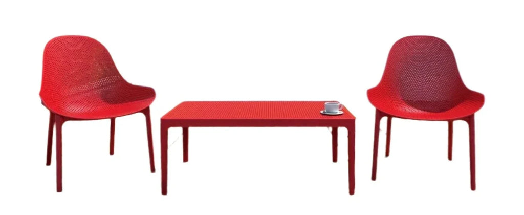 Candelaria 3pc Chair & Coffee Table Set. Red