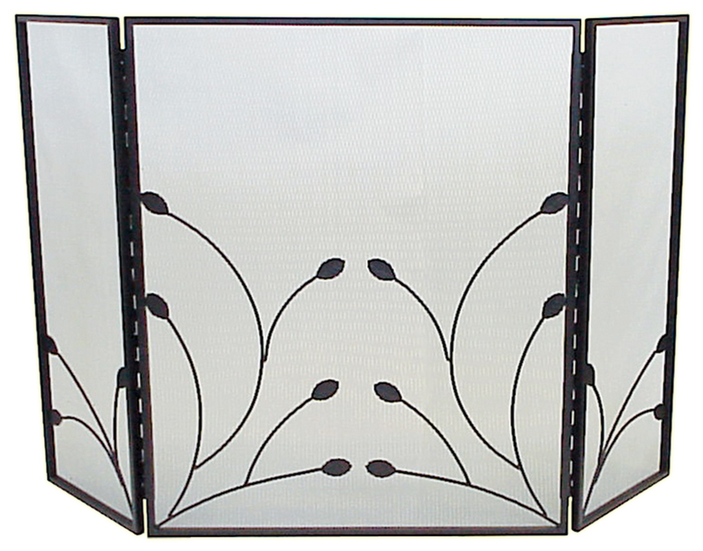 Leaf Pattern 3 Panel Steel Fire Screen