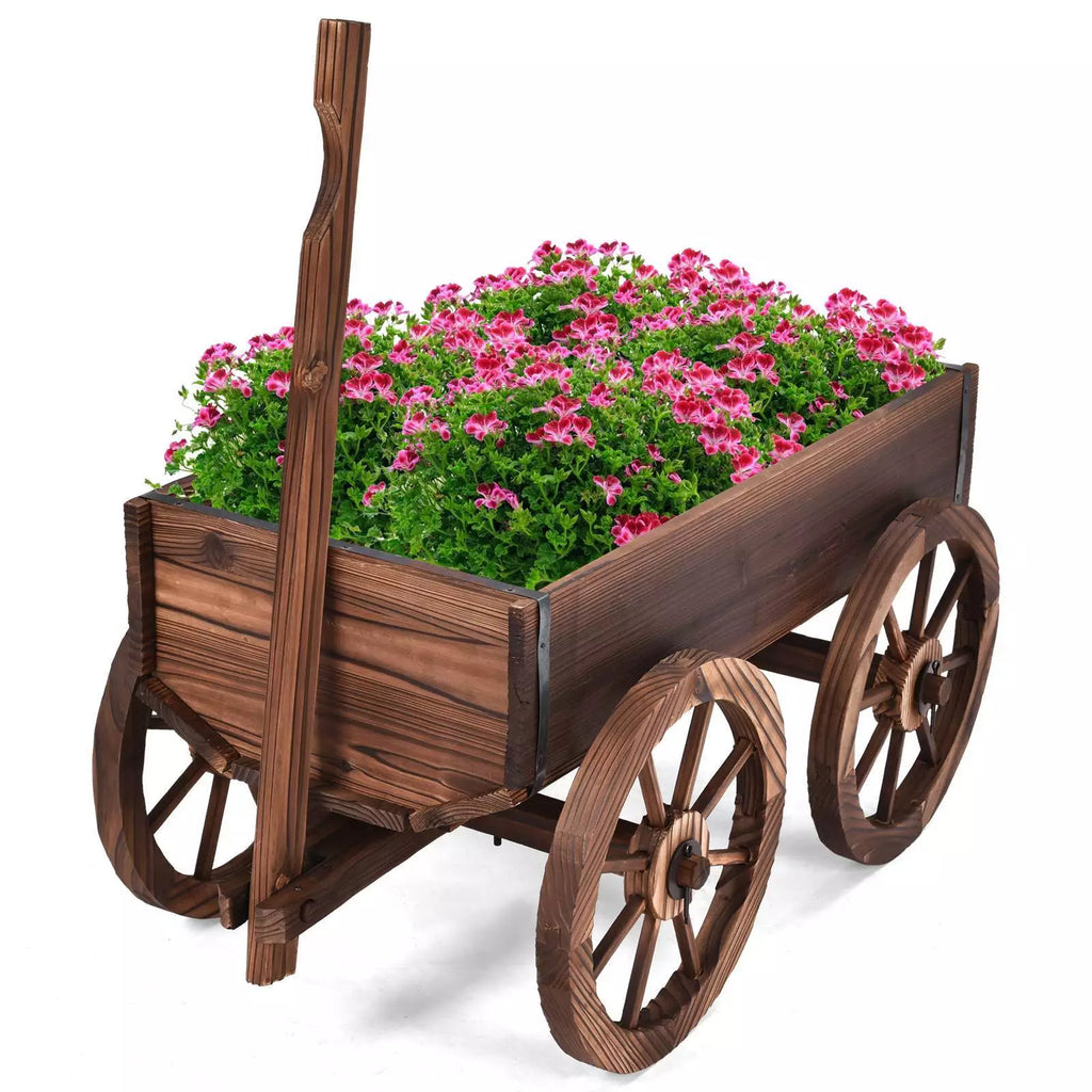 Kalli Wooden Flower Cart w/ 4 Wheels