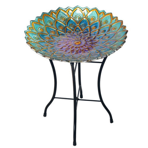 Chantal Handpainted Flower Glass Birdbath