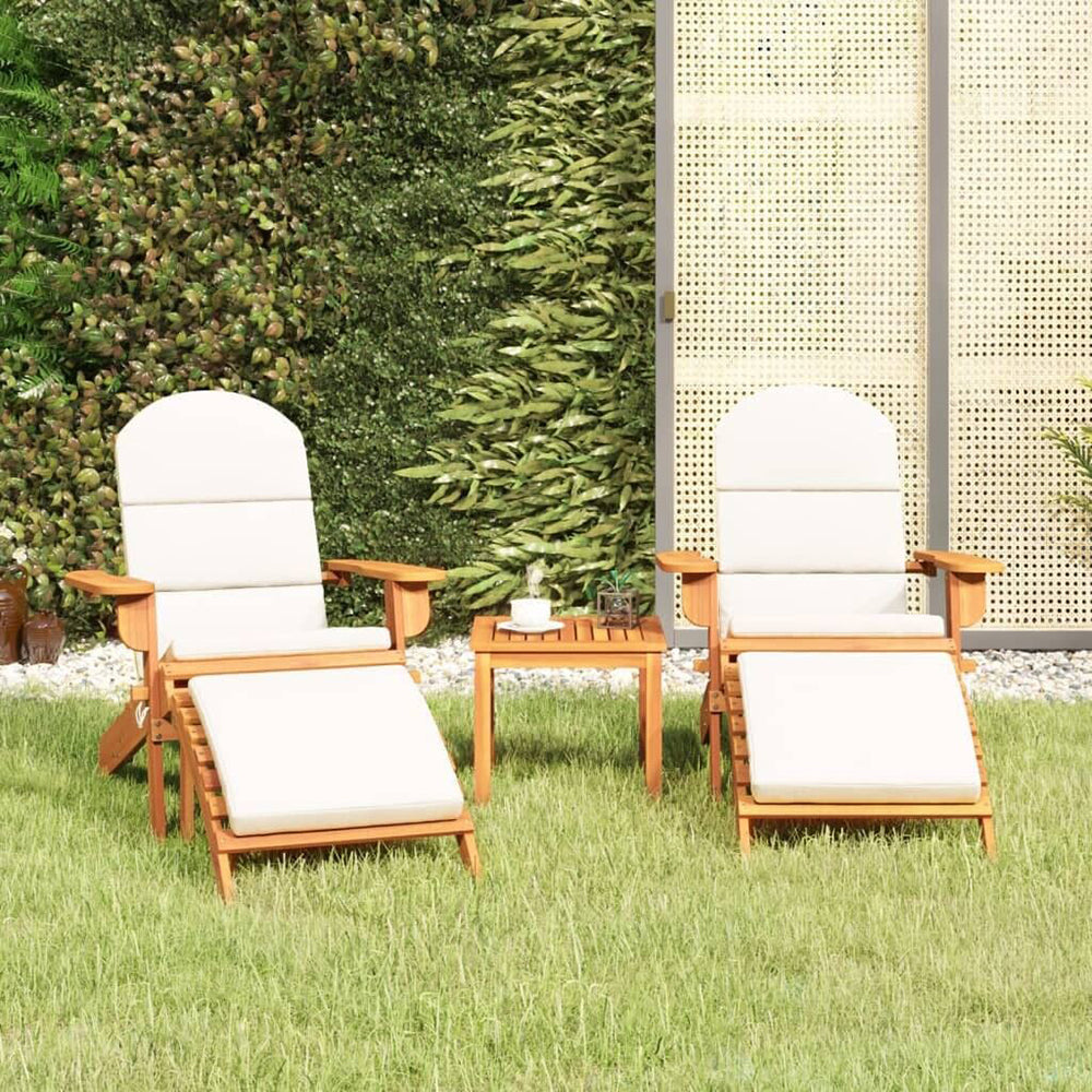 Brinda 3pc Acacia Adirondack Sunlounger Set