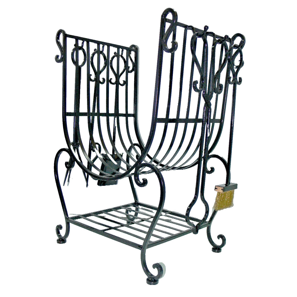 Lyons French Style Black Log Holder/Firewood Rack w/5 Tools