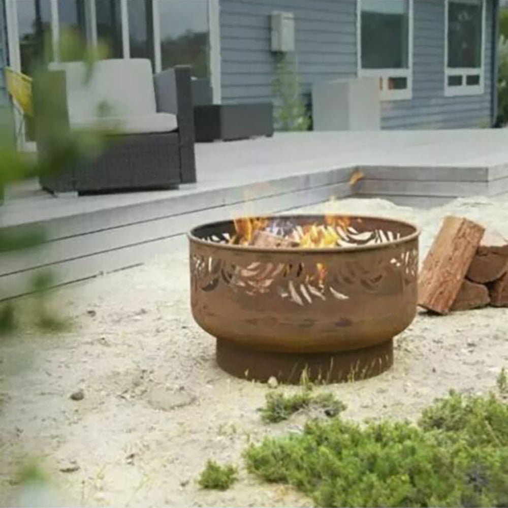 Lyra Round Rust-Finish Steel Firepit
