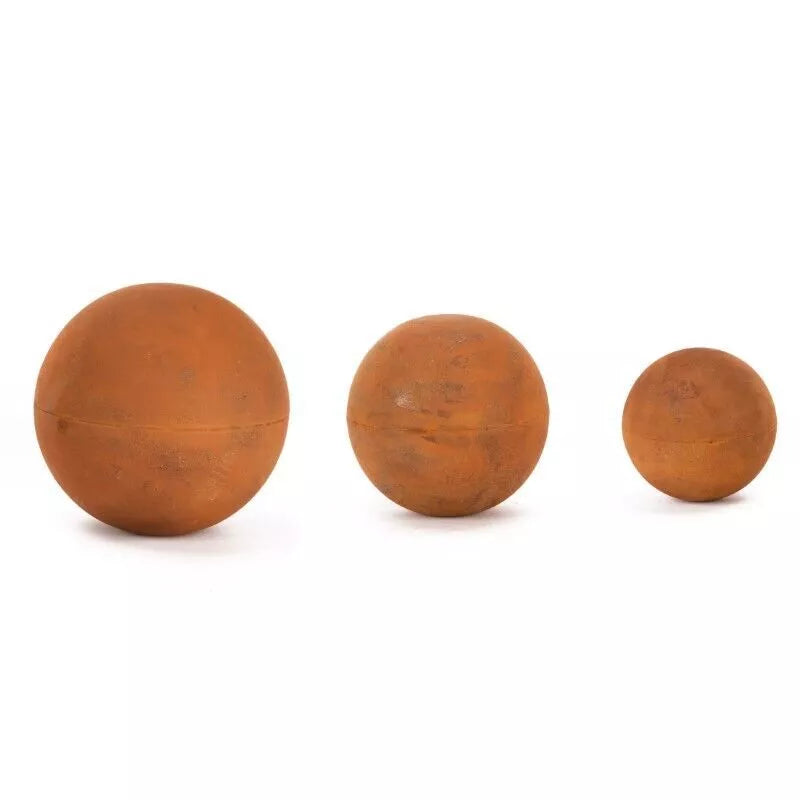 Oria 3 Rusty Round Metal Ball Spheres : 25/20/15cm