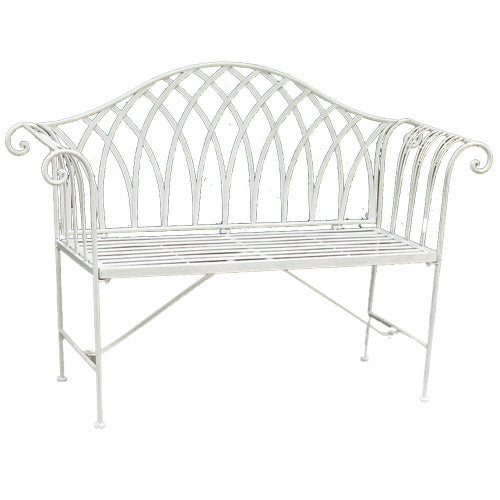 Claudia White Wrought Iron Bench