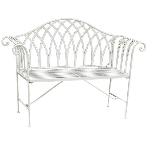 Claudia White Wrought Iron Bench