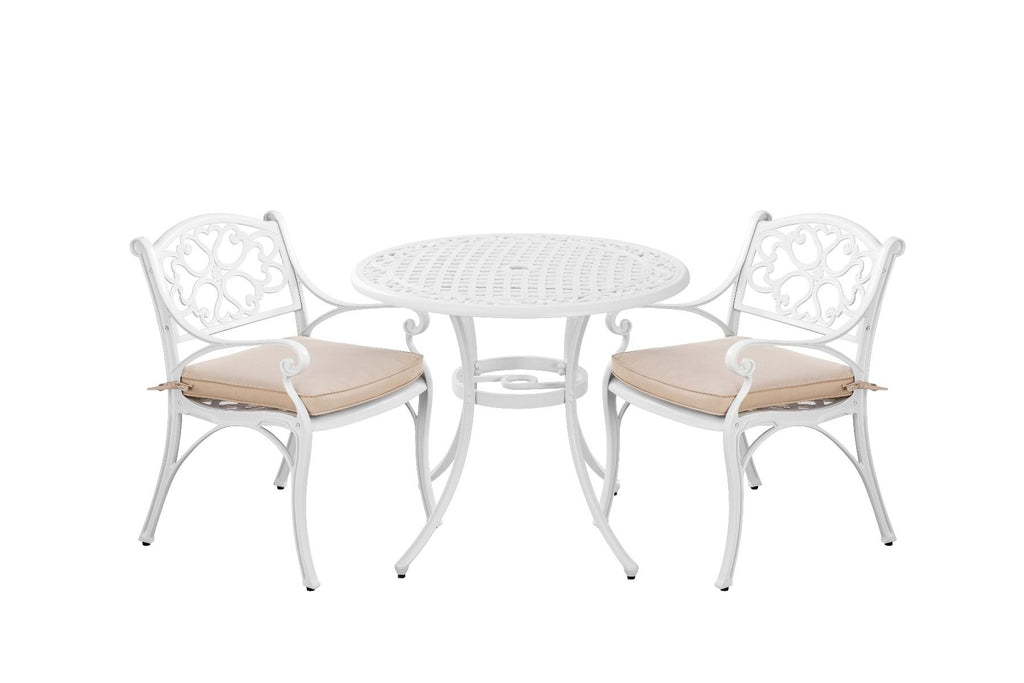 Mira 3pc Cast Aluminium Dining Set- Black or White