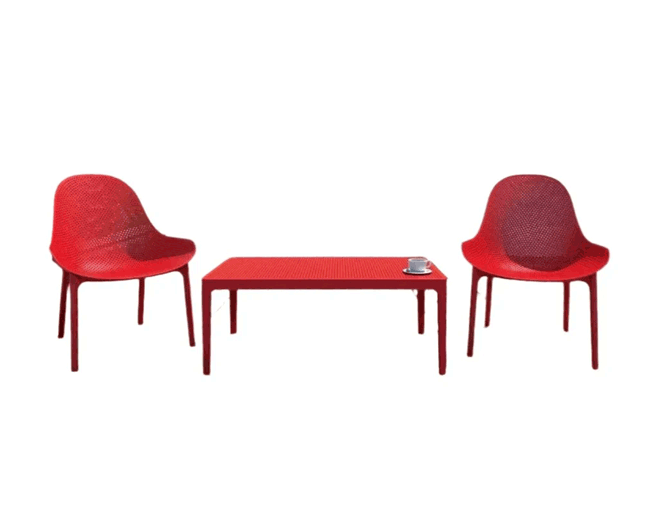 Candelaria 3pc Chair & Coffee Table Set. Red