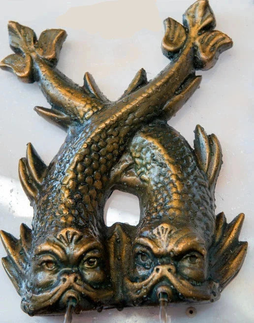 Double Dolphin Outdoor Garden Tap Spout