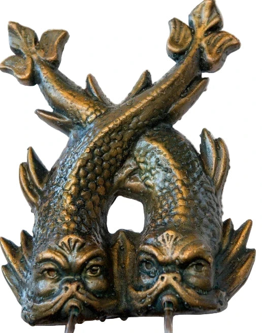 Double Dolphin Outdoor Garden Tap Spout