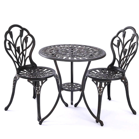 Eulalia Cast Aluminium 3pc Bistro Set - Bronze or White