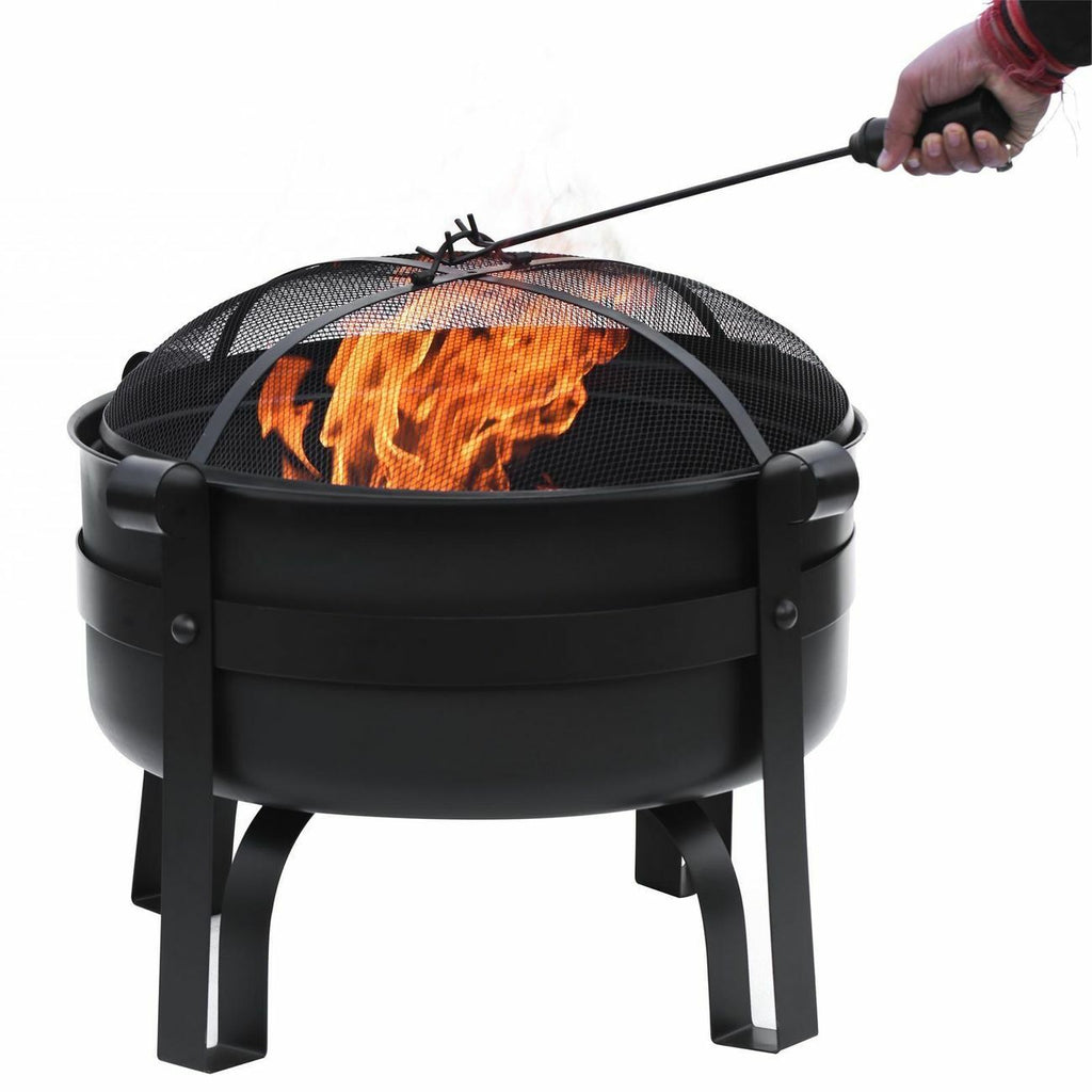 Mila Large Steel Firepit Cauldron w/Spark Lid