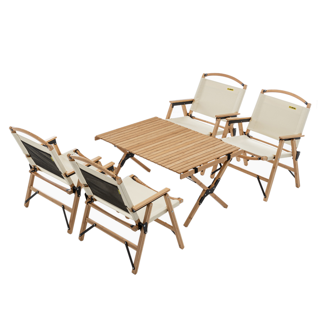 Tuscan Poppy 4 Person Bamboo Table and Chairs