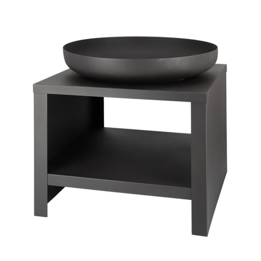Solomon Black Fire Bowl w/Wood Storage - 60 & 80cm