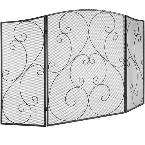 Chantilly 3-Piece Fireplace Screen with Iron Mesh Spark Guard