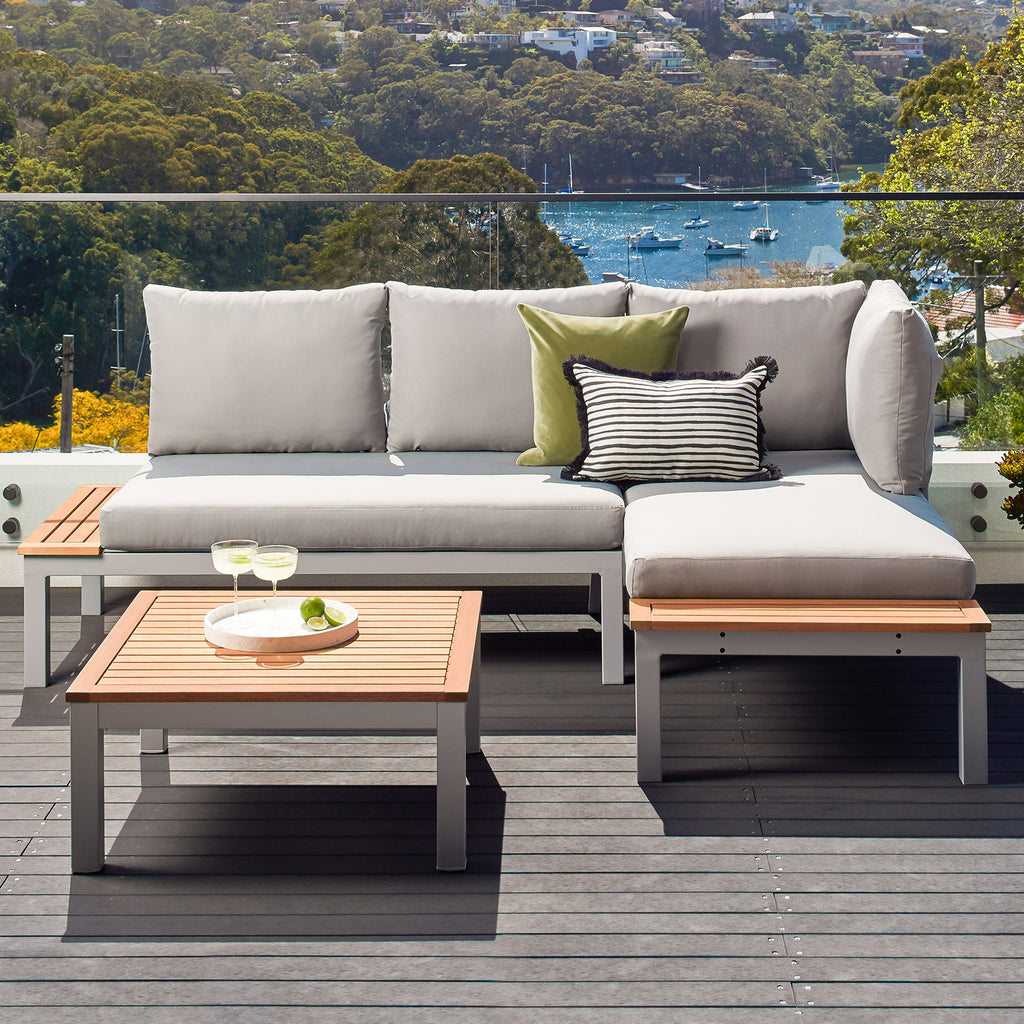 Verona 3pc Wood Outdoor Chair & Coffee Table Set