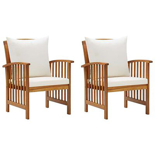 Brando et of 2 Solid Acacia Garden Chairs w/Cushions