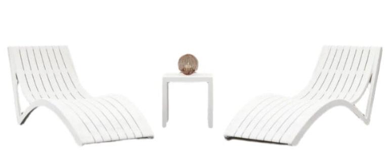 Pair of Cirillo Slender Sun Loungers + Side Table