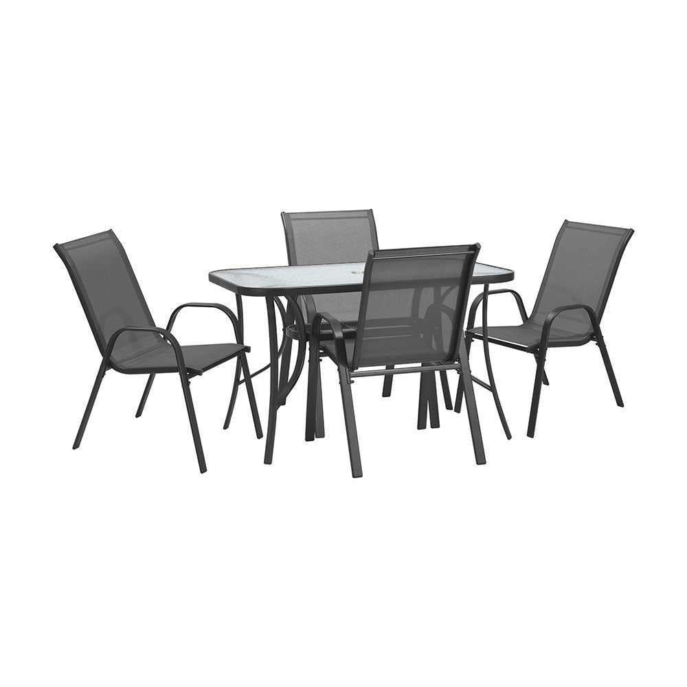 Syna 4 Seater Rectangular Outdoor Dining Set. Grey or Black