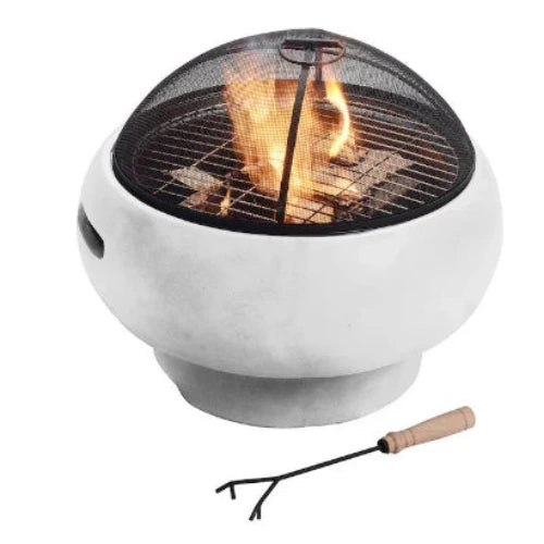 Mirana Round 53cm Fire Pit with Accessories, Gray