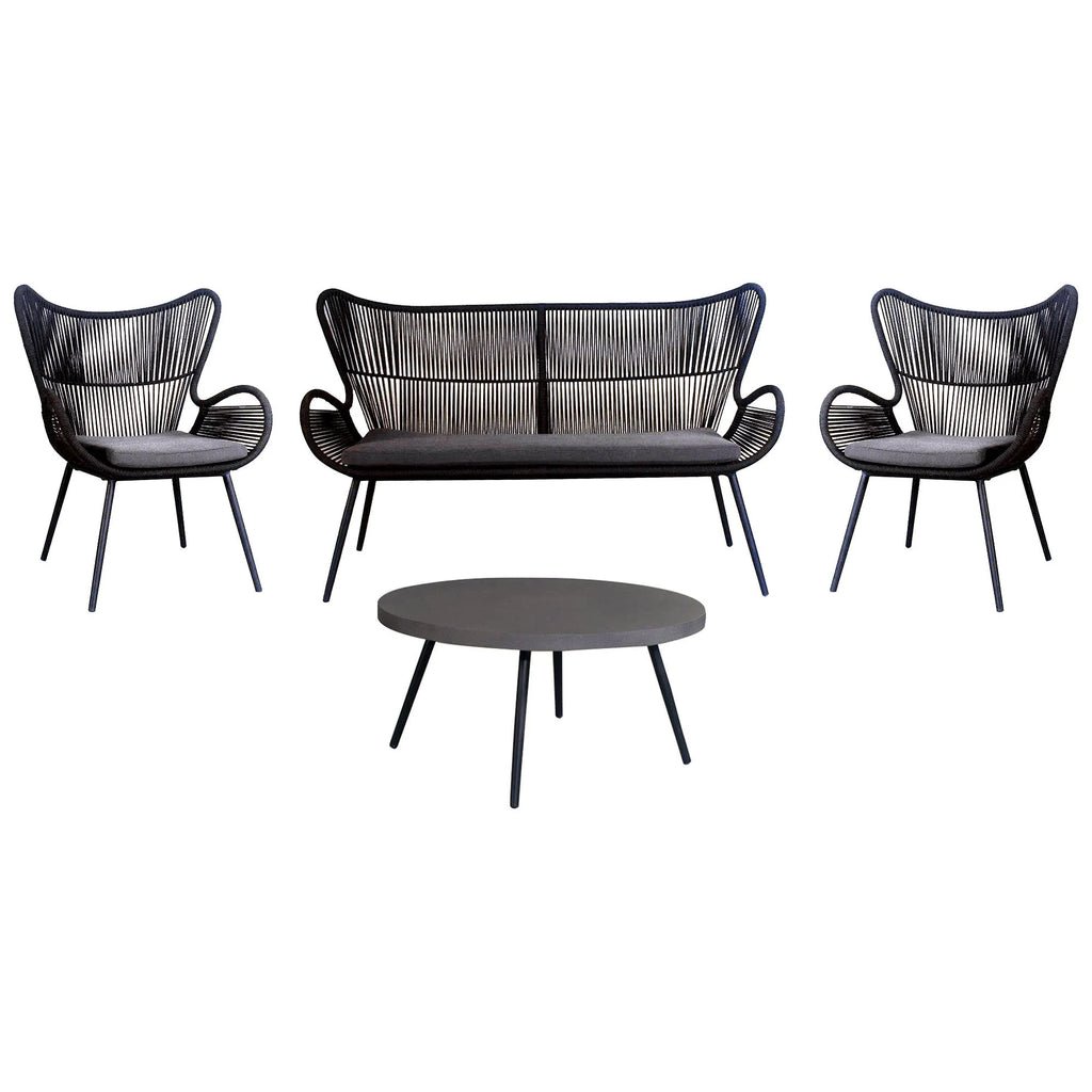 Alessia 4 Piece Woven Rope Outdoo Lounge Set