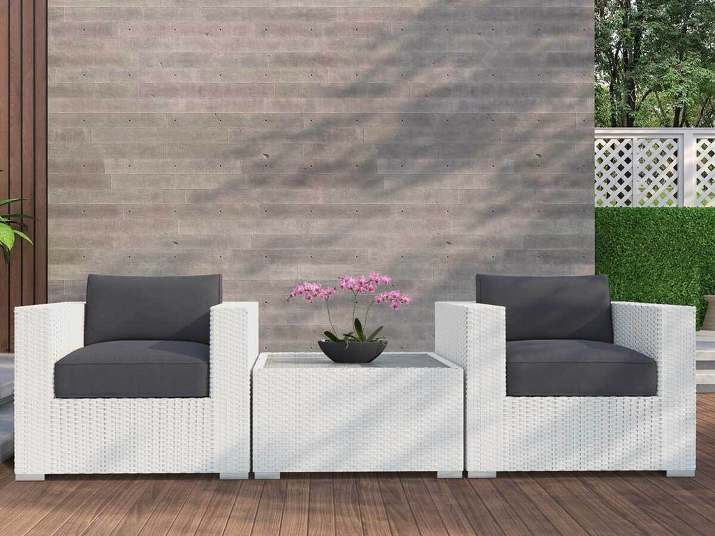 Maritsa White 3pc Rattan Outdoor Setting