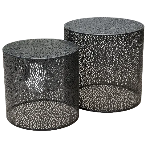 Valery Set of 2 Round Black Coffee Tables