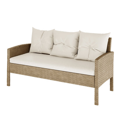 Bonifacio 7 Seater Wicker Outdoor Dining Sofa Set - Natural or Warm Grey