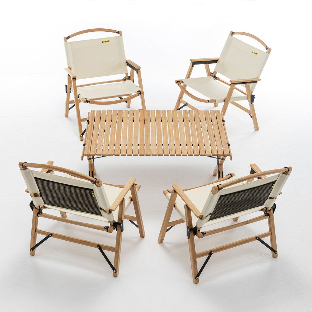 Tuscan Poppy 4 Person Bamboo Table and Chairs