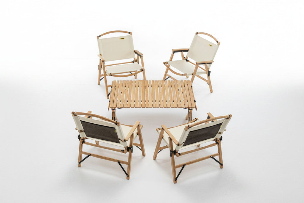 Tuscan Poppy 4 Person Bamboo Table and Chairs