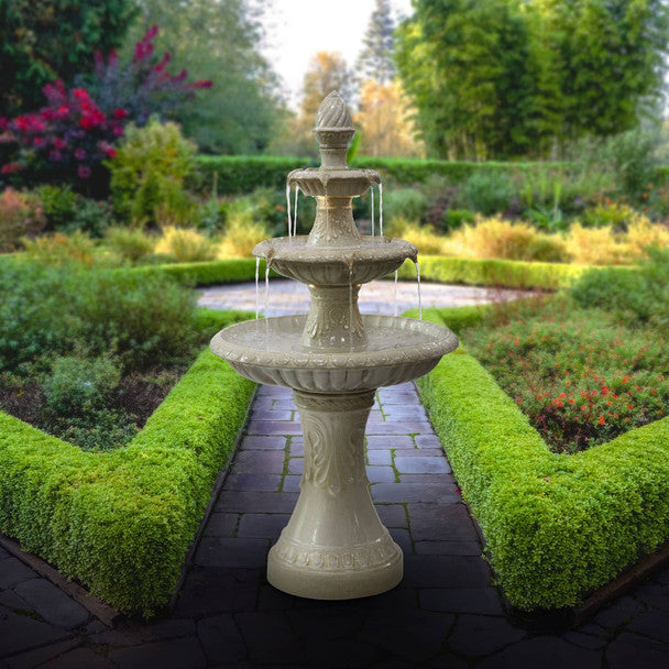 Glyfada Ceramic Fountain w/Light. Antique White