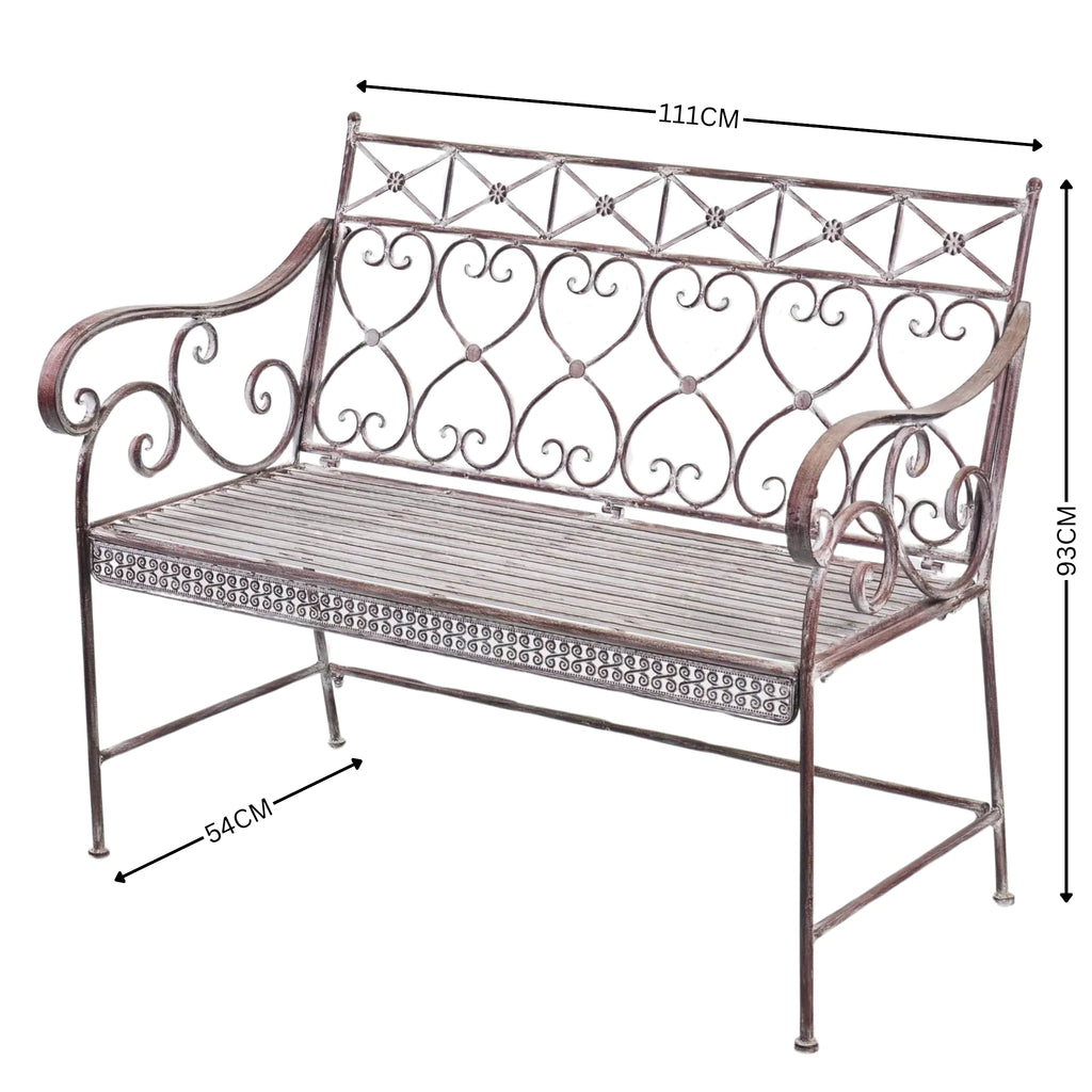 Amara Garden Bench - Brown White Wash