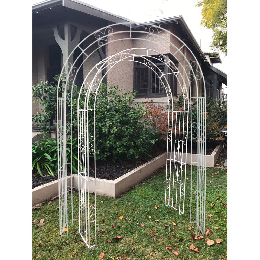 Catena Garden Arch Arbour Trellis Pergola - Distressed Cream