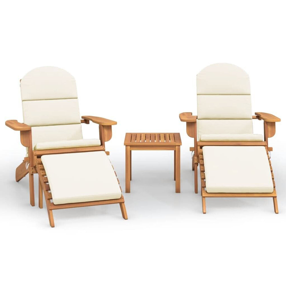 Brinda 3pc Acacia Adirondack Sunlounger Set
