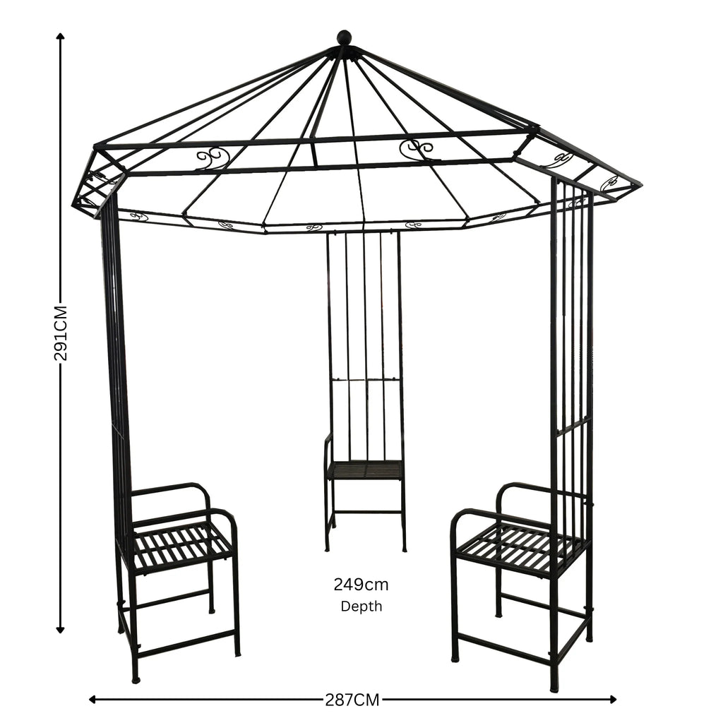 Giovanna Garden Gazebo w/Seating - Rust