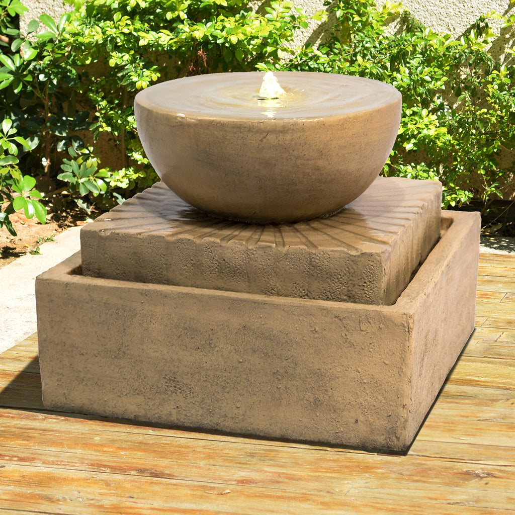 Bronte 2-Tier Geometric Outdoor Fountain with LED