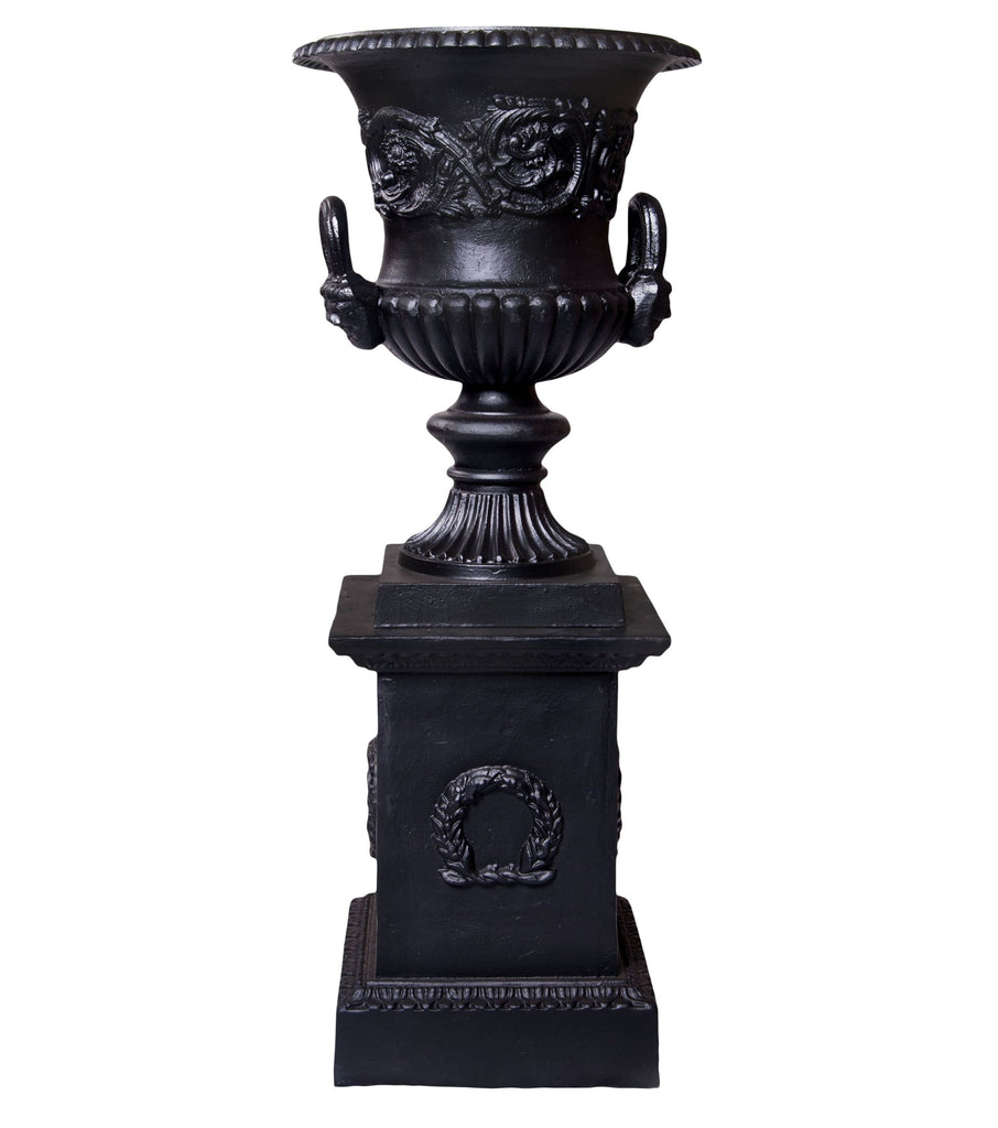 Hampton large garden urn and base in cast iron