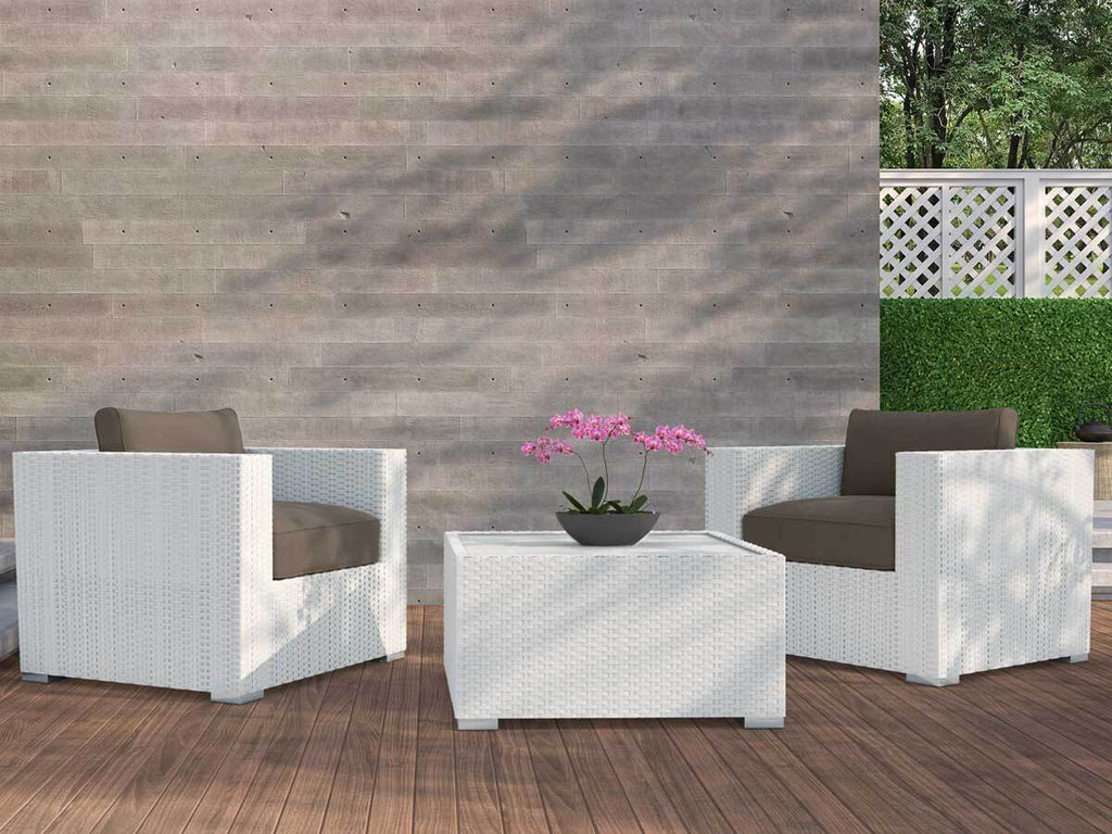 Maritsa White 3pc Rattan Outdoor Setting
