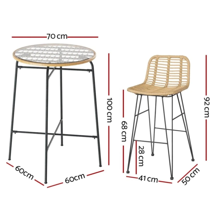 Nathalie 3pc Patio Bistro Bar Set