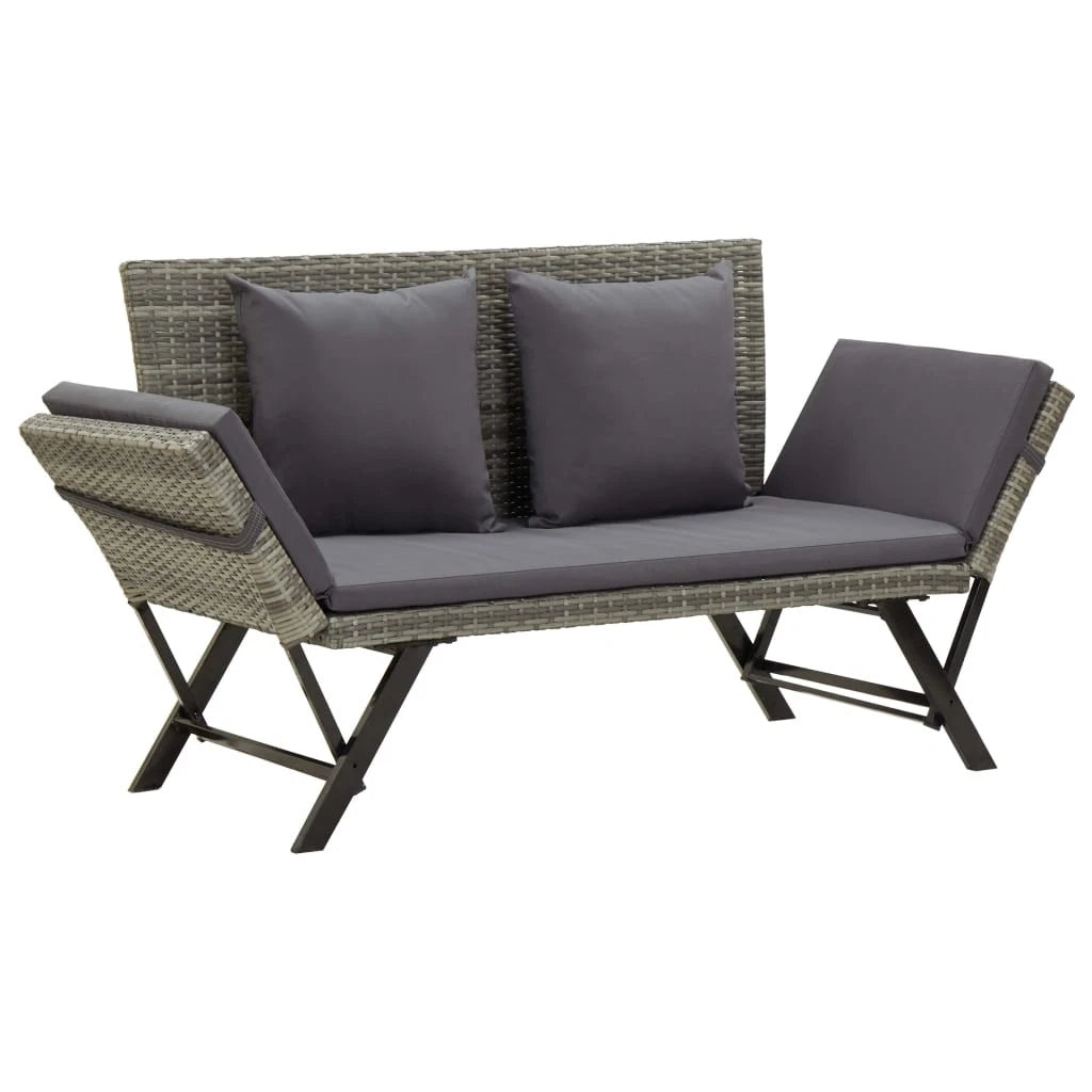 Odillon Convertible Polyrattan Garden Bench/Day Bed