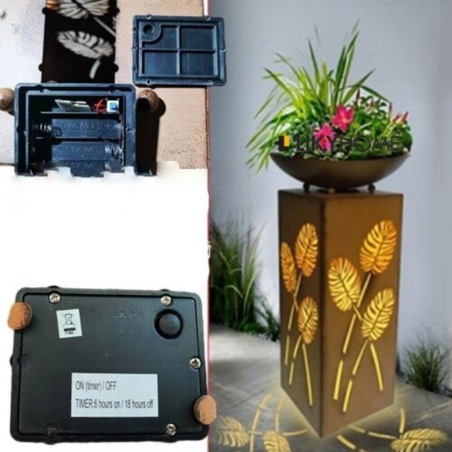 OOS Elise Metal Planter & Bird Feeder w/LED Lamp