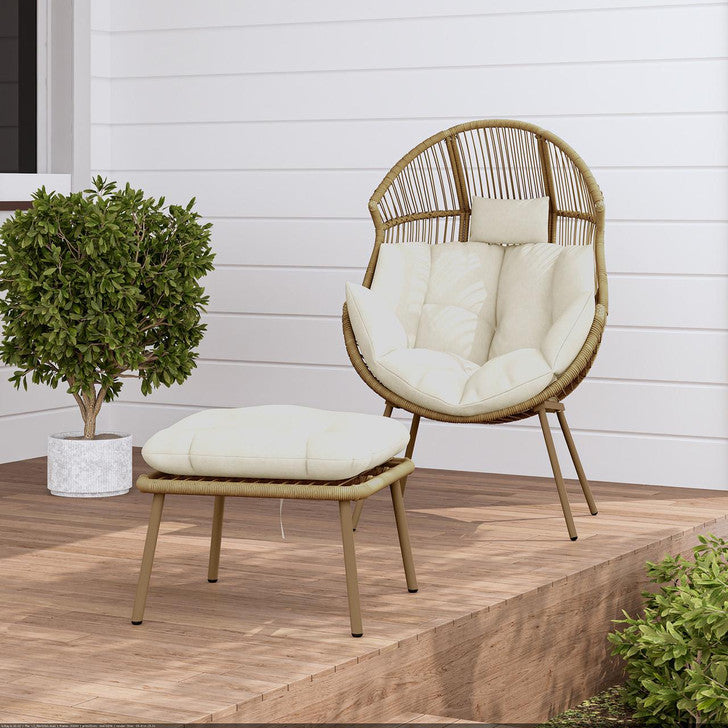 Liliana PE Rattan Outdoor Egg Chair w/ Stool